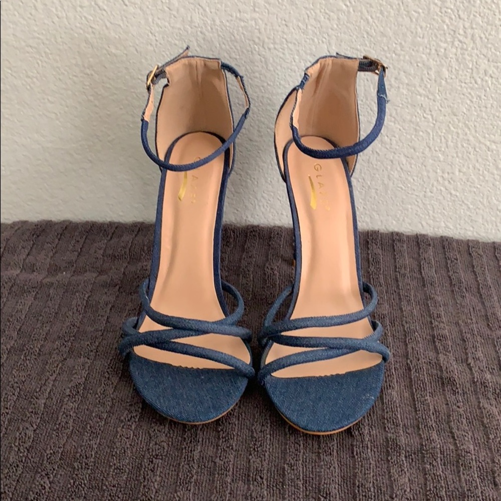 Glaze denim heels